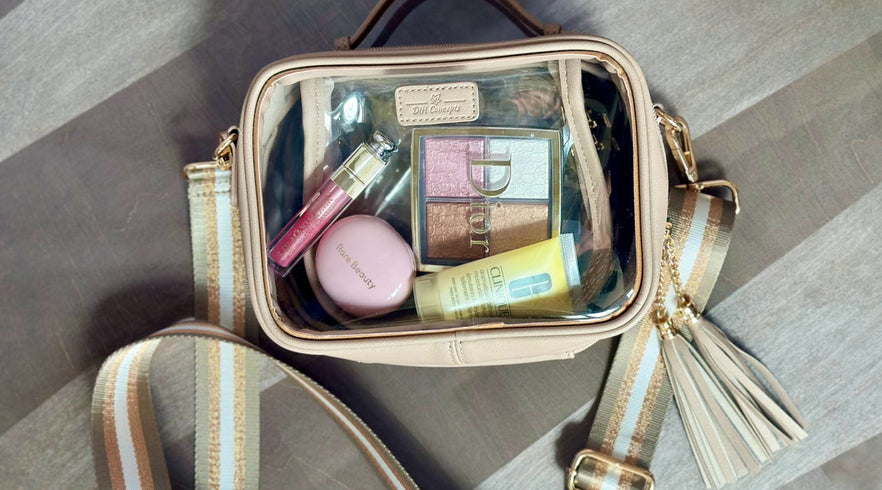 DIH Concepts Beige Clear Makeup Travel Bag: Stylishly Stow Your Beauty Essentials - DIH Concepts