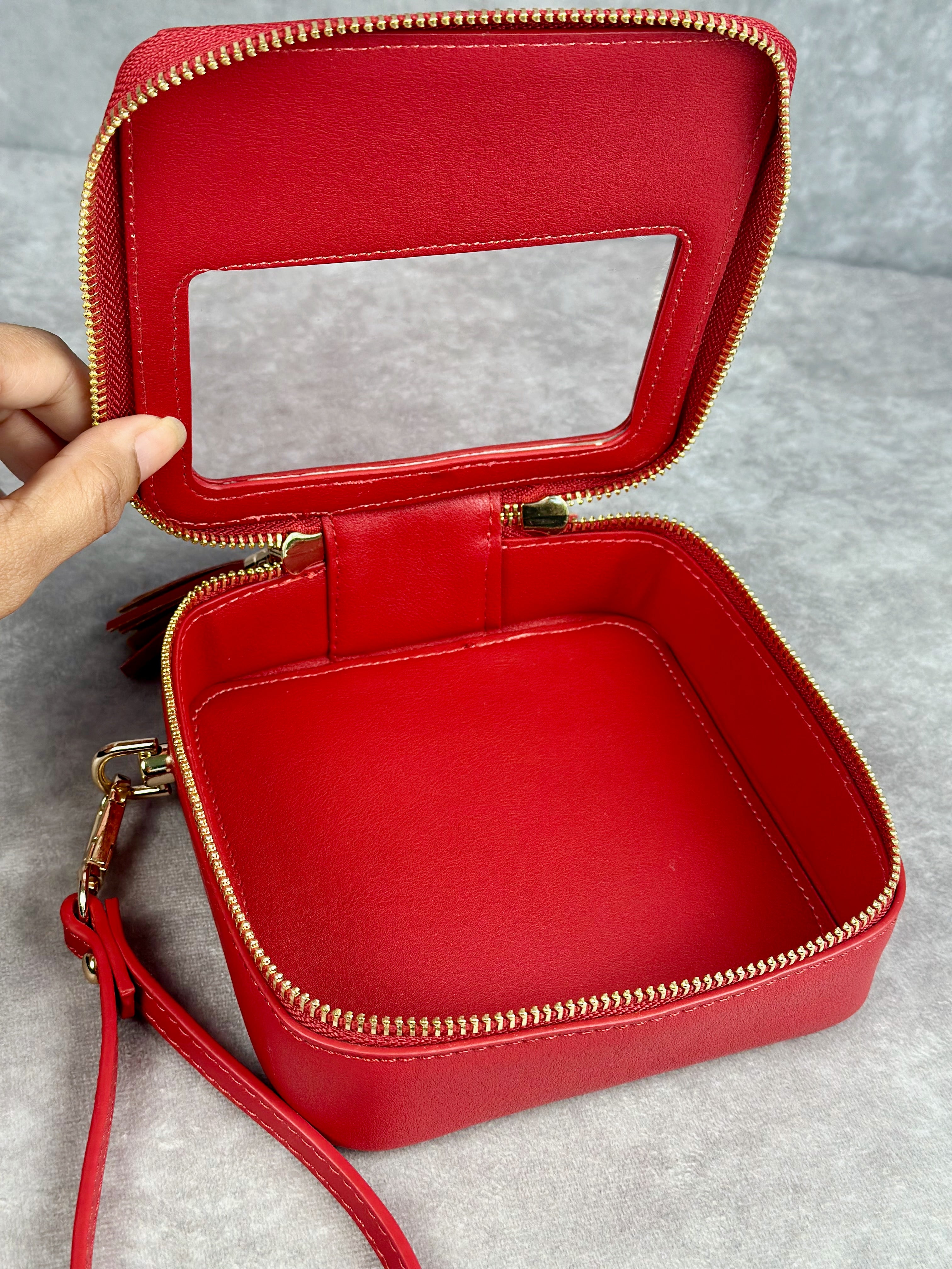 Red Wristlet Mini Case/Pouch | Compact Wristlet Organizer Red Wristlet Mini Case/Pouch | Compact Wristlet Organizer