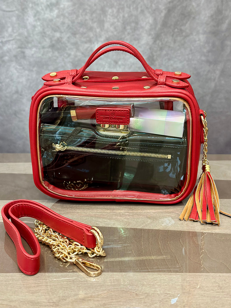 Red the Cherry Clear Convertible Makeup Bag