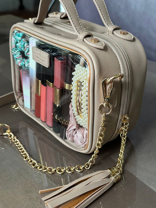 Beige the Classic Clear Convertible Makeup Bag