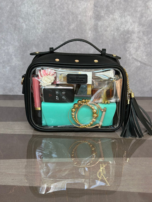 Black the Bold Clear Makeup Bag with Additional Crossbody Strap