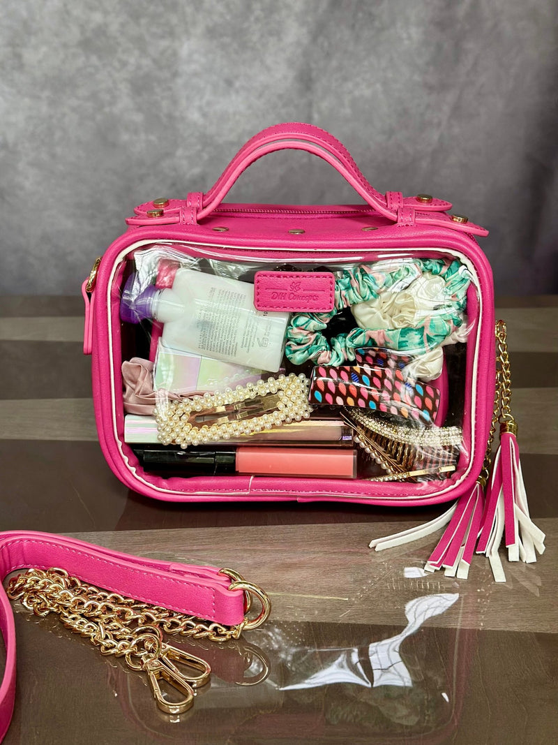 Pink the Pretty Clear Convertible Makeup Bag