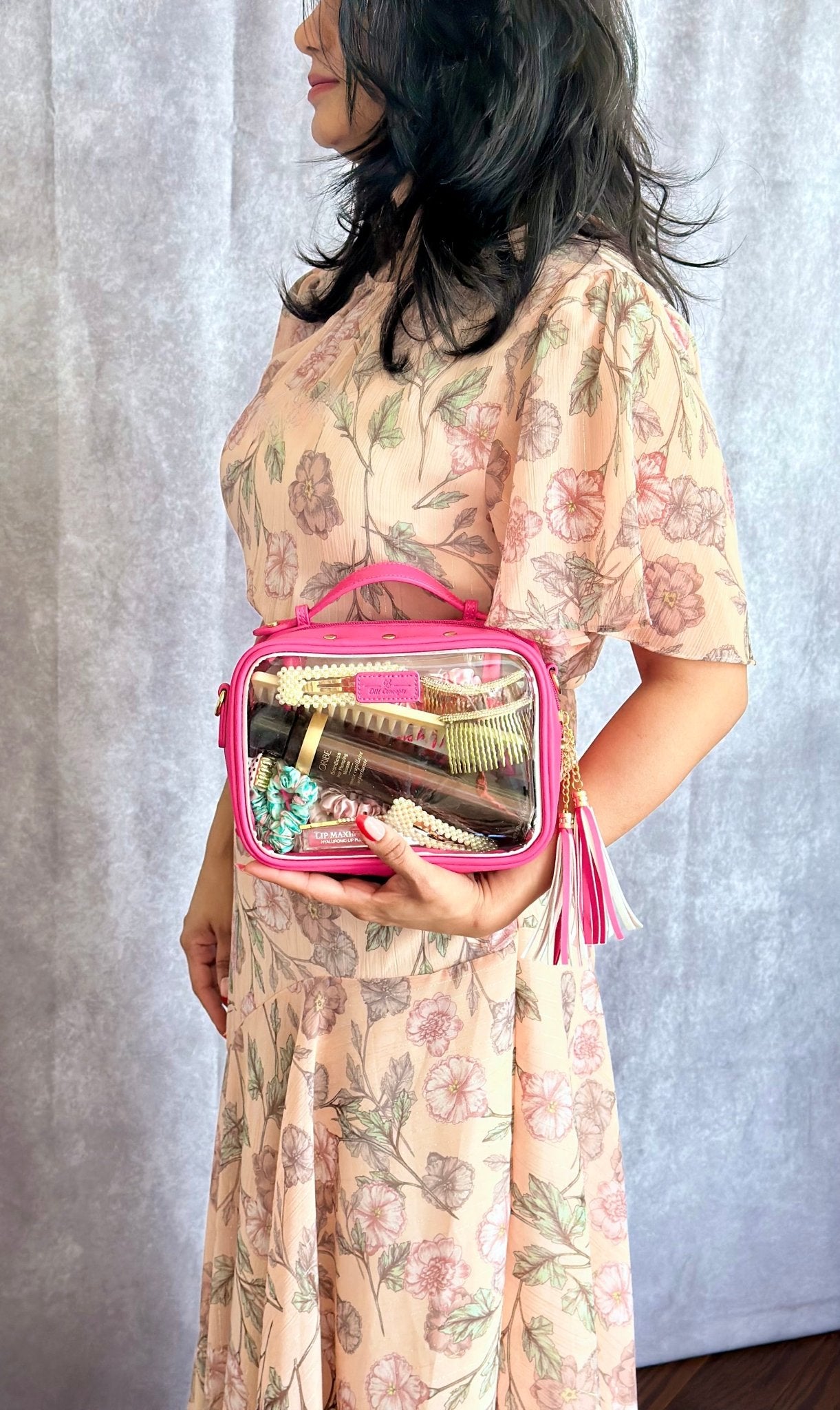 Pink Cosmetic Case | Pink Clear Cosmetic Bag Online - DIH Concepts