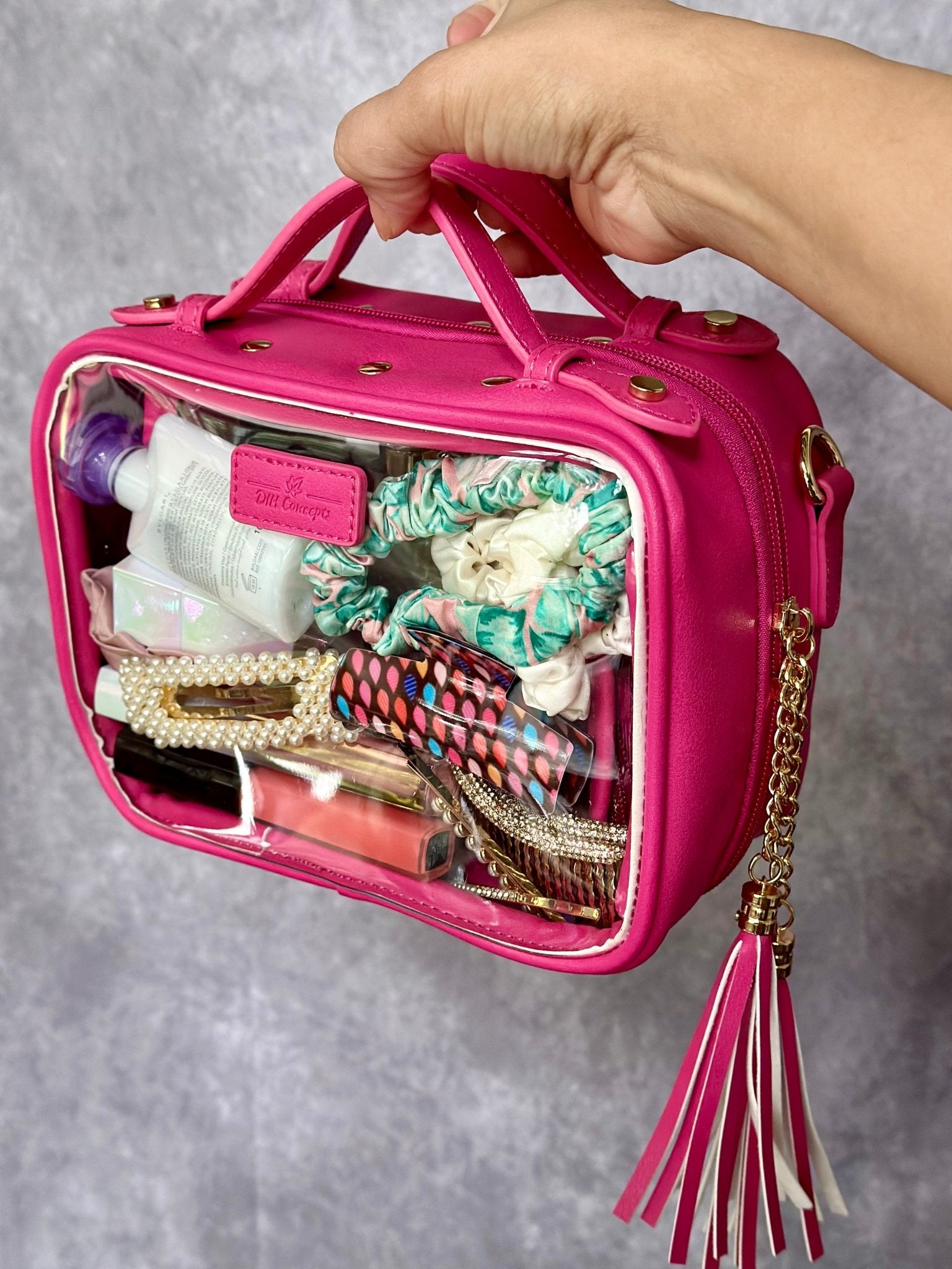 Pink Cosmetic Case | Pink Clear Cosmetic Bag Online - DIH Concepts