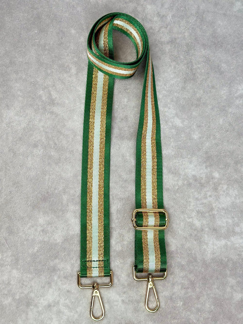 Adjustable Crossbody Strap - Green & Gold Striped