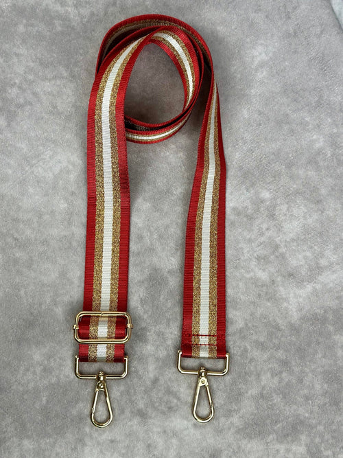 Adjustable Crossbody Strap - Red & Gold Striped