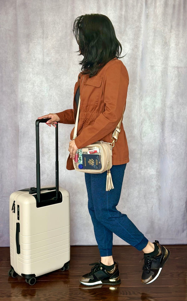 Beige the Classic Clear Convertible Makeup Bag