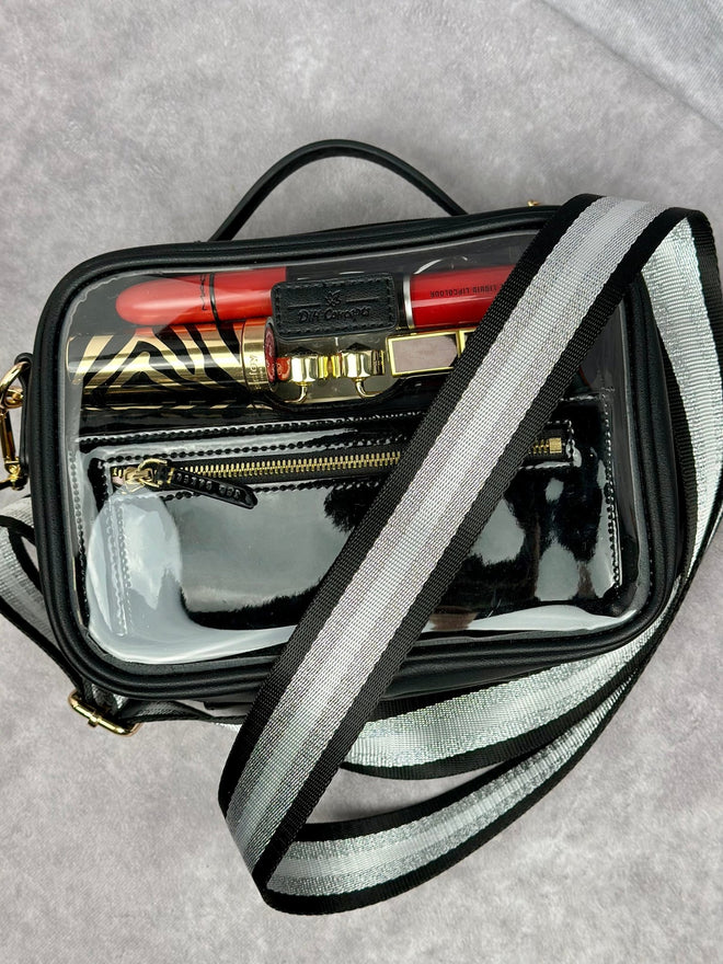 Black the Bold Clear Makeup Bag with Additional Crossbody Strap
