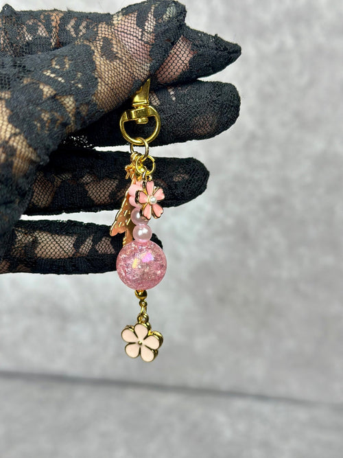 Christmas Tree Pink Flower Keychain | Bag Charm