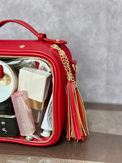 Red the Cherry Clear Convertible Makeup Bag