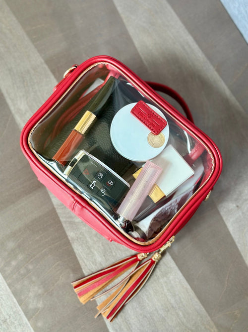 Red the Cherry Clear Convertible Makeup Bag