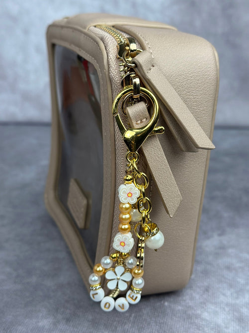 White & Gold Love Keychain | Bag Charm